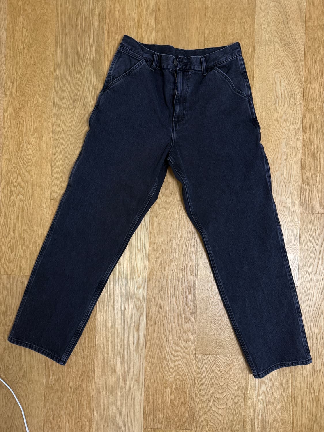 칼하트 wip 스미스 데님 싱글니 팬츠 블랙 스톤워시드 32사이즈 상품이미지2