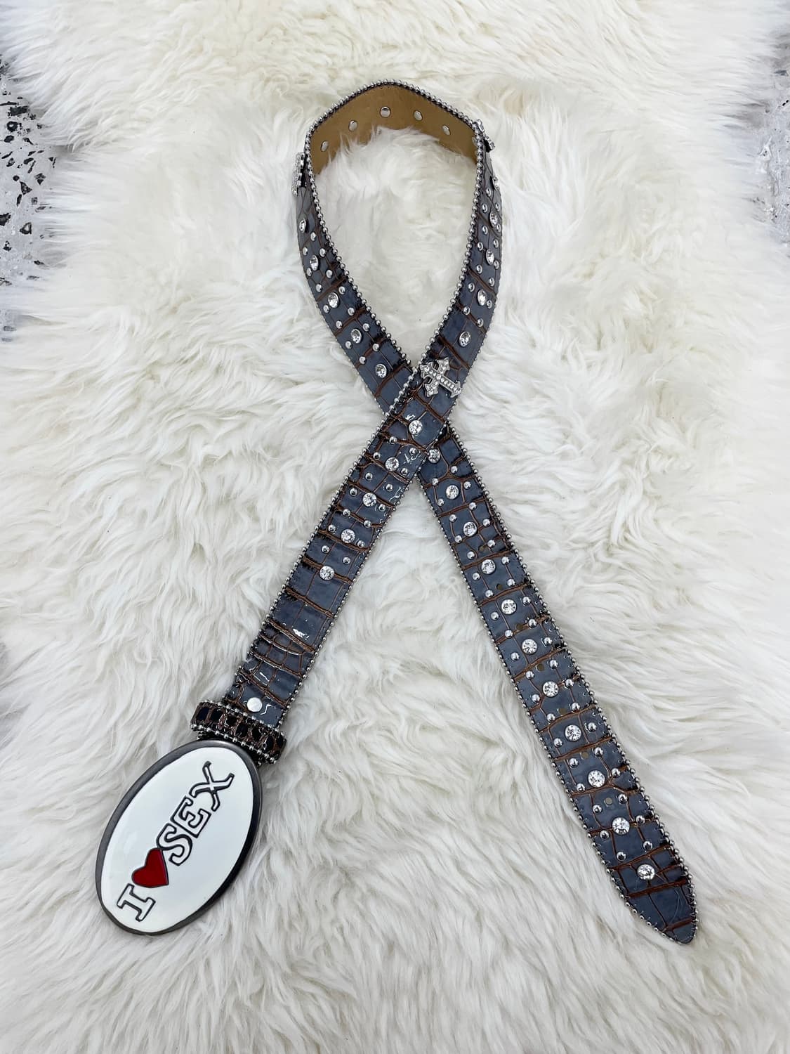 y2k 갸루 레터링 큐빅 버클 벨트 상품이미지5