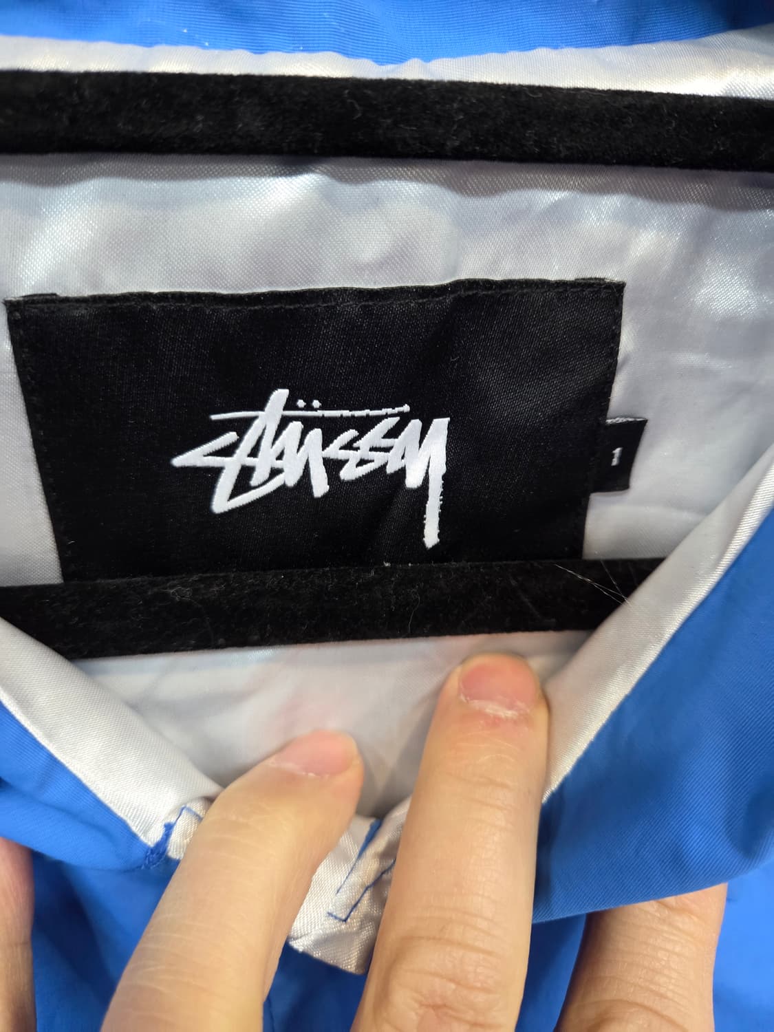 스투시 인터내셔날 하운드체크 레터링 로고 코치자켓 대략 L 상품이미지3