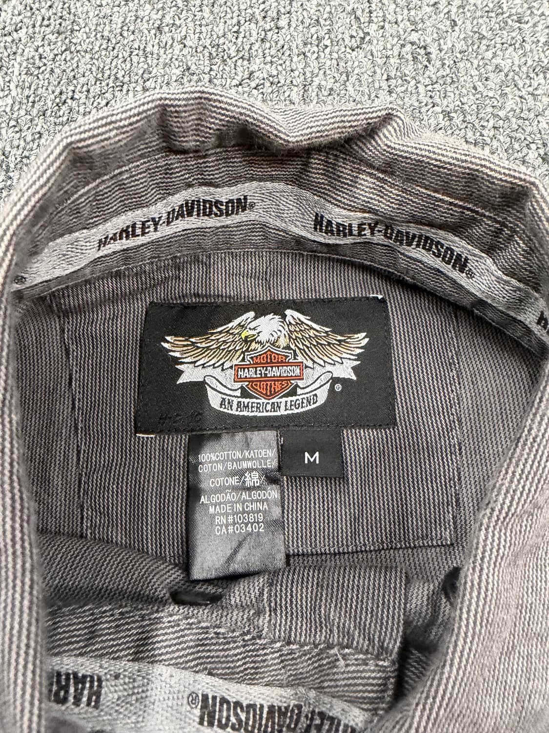 M) 할리데이비슨 빈티지 워싱 스컬 프린팅 코튼 반팔 셔츠 상품이미지3