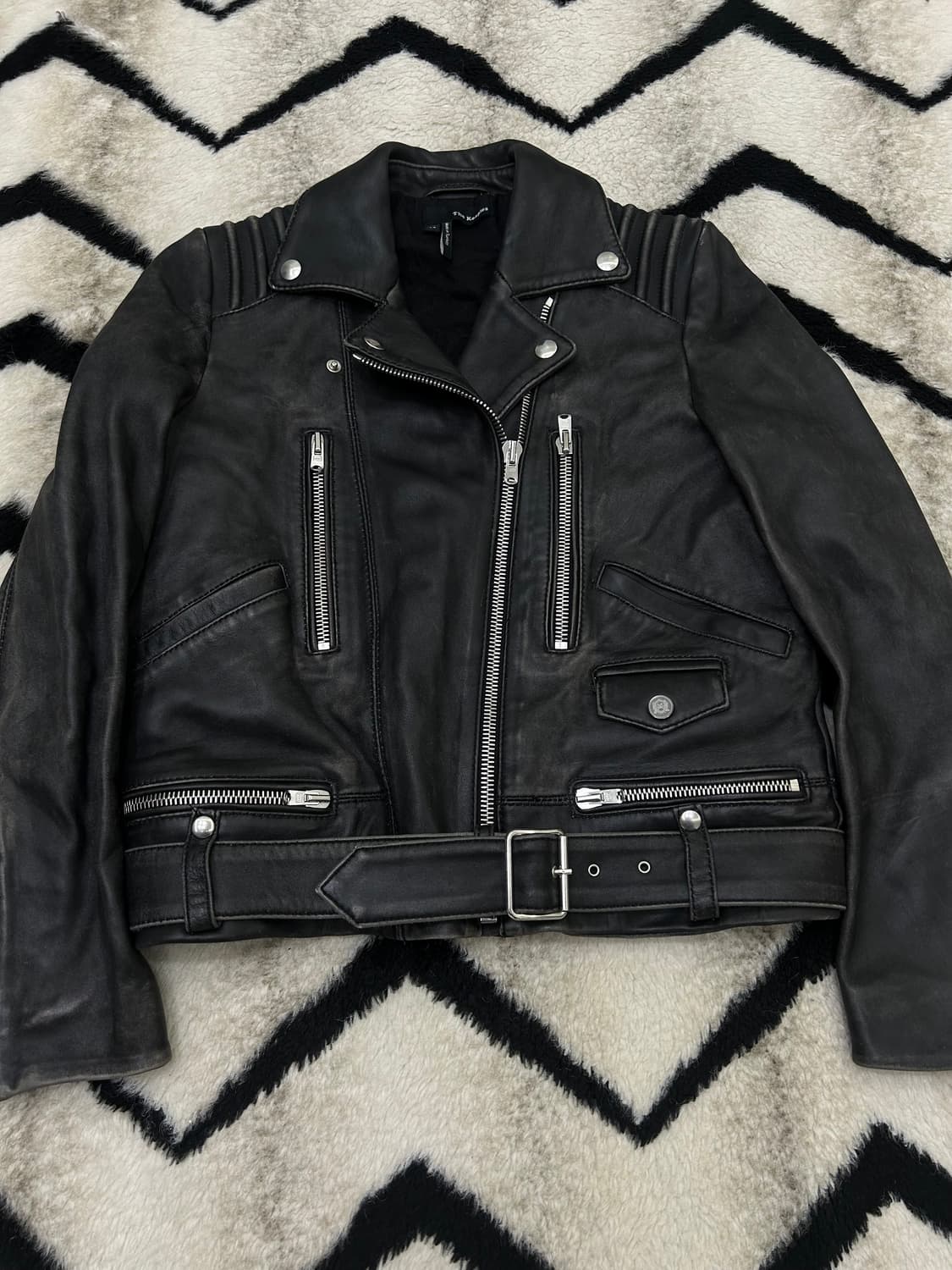 [XS]더 쿠플스 램스킨 가죽 워싱 바이커 자켓/블랙 상품이미지2