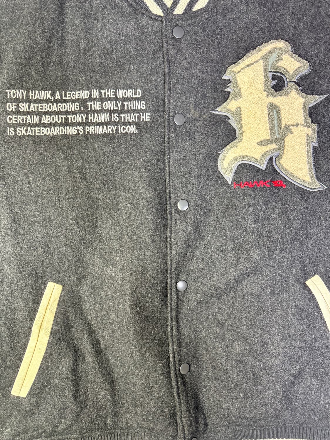 빈티지 90s 토니호크 스케이트보딩 TONY HAWK 바시티자켓 XL 상품이미지3