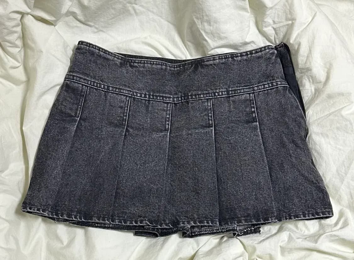 애니원모어 데조 흑청 데님 플리츠 스커트 L 상품이미지5
