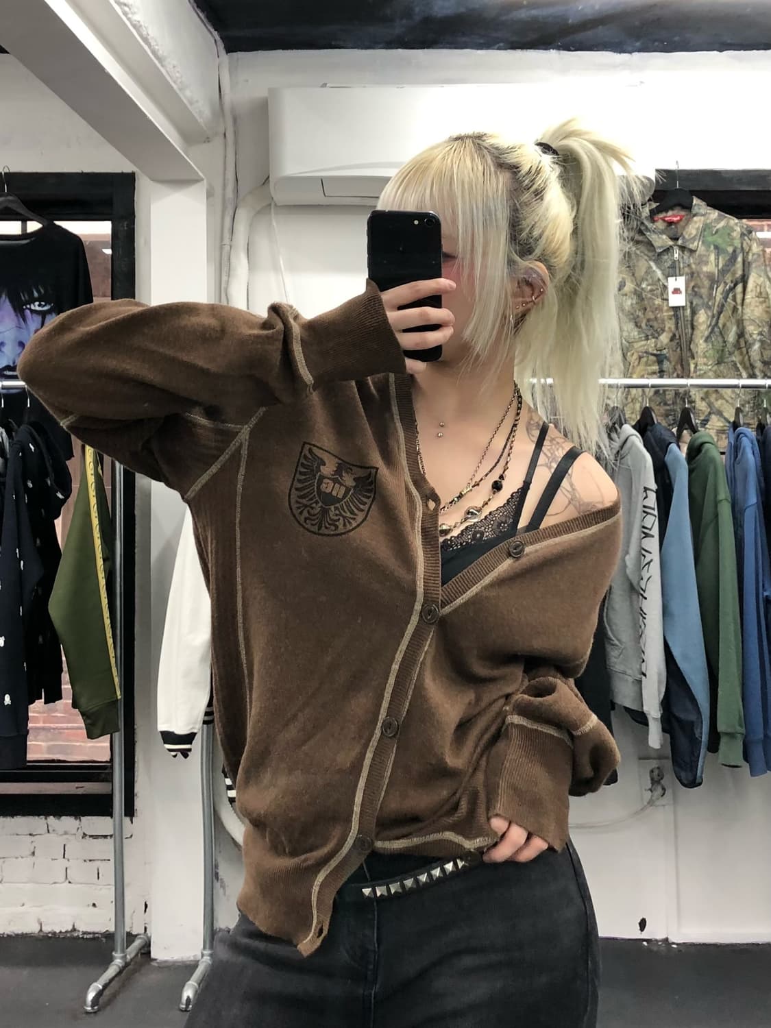 히스테릭 글래머 브라운 가디건 상품이미지1