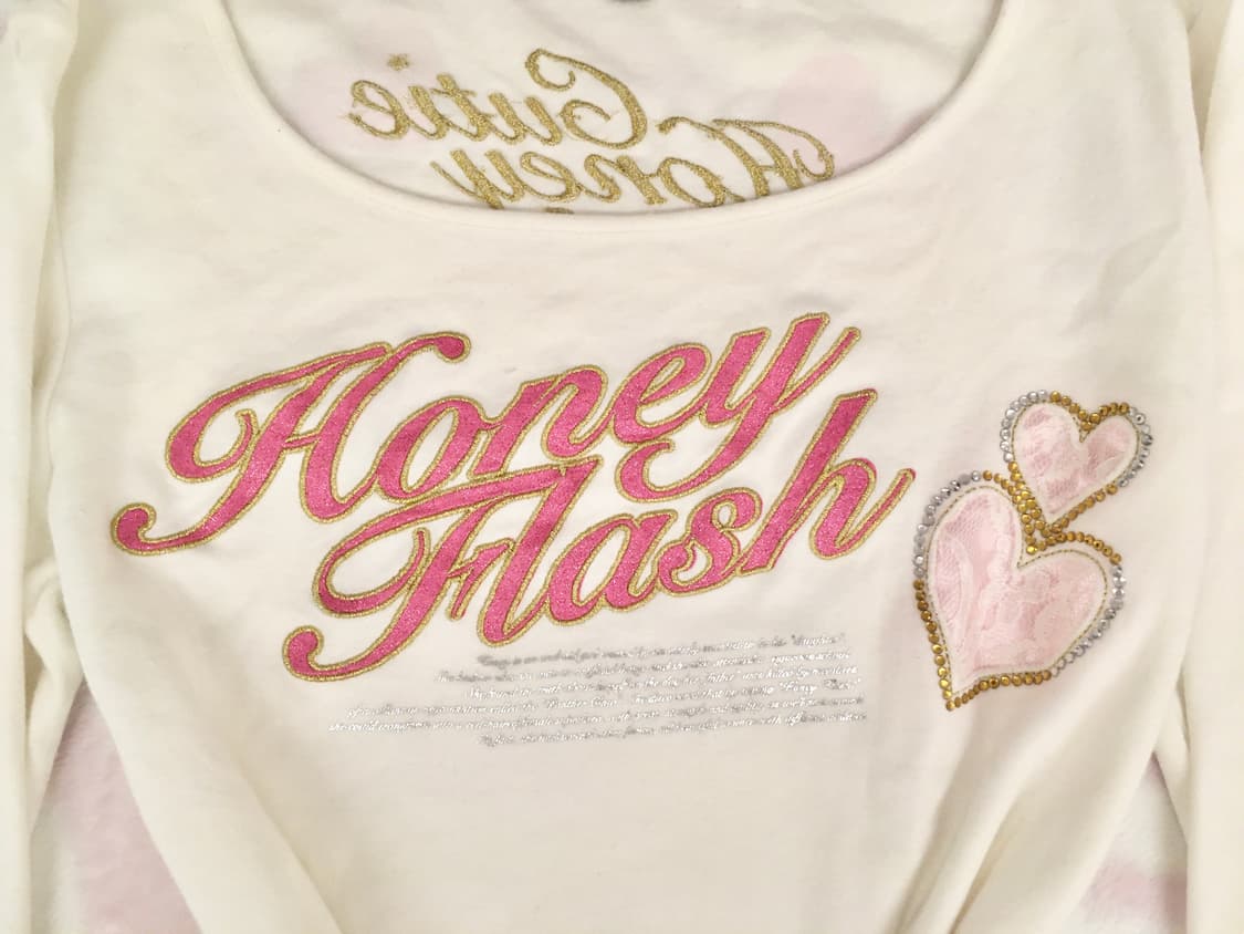 헤이세이 히메갸루 망사하트 글리터 레터링 티셔츠 상품이미지2