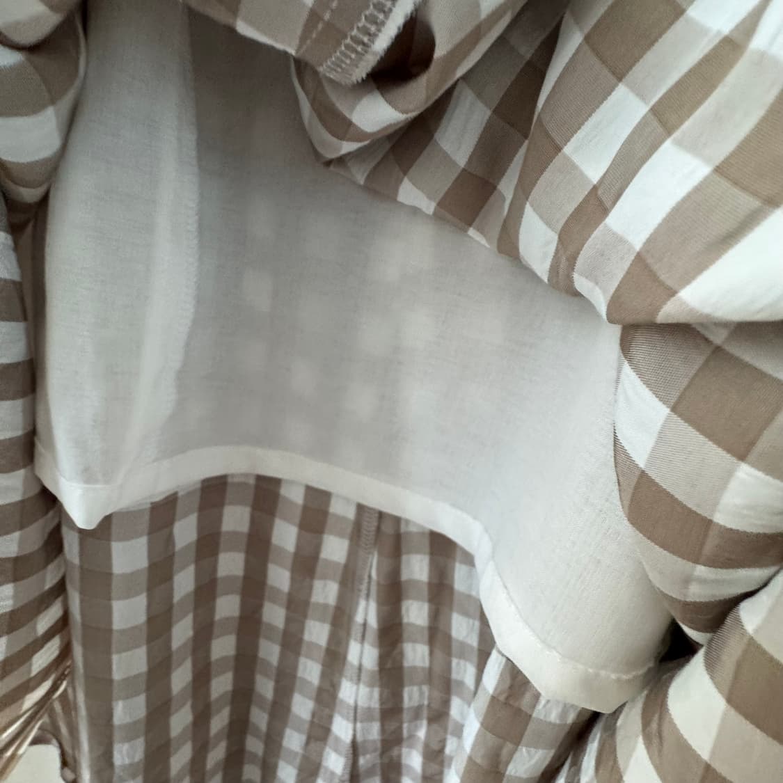 베이지 깅엄체크 롱스커트 프리사이즈 상품이미지4