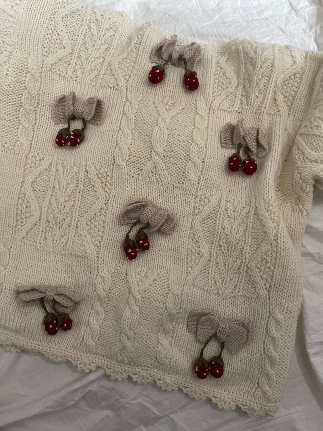 체리 포인트 울 니트 가디건 상품이미지4