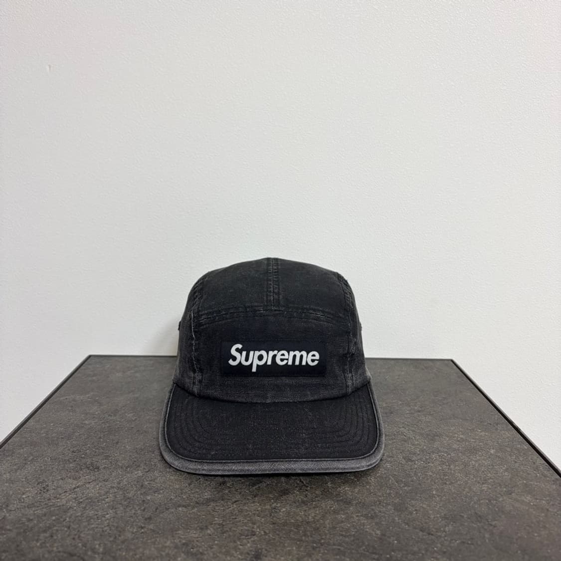(OS) 슈프림 박스로고 캠프캡 모자 워시드 캔버스 블랙 상품이미지1