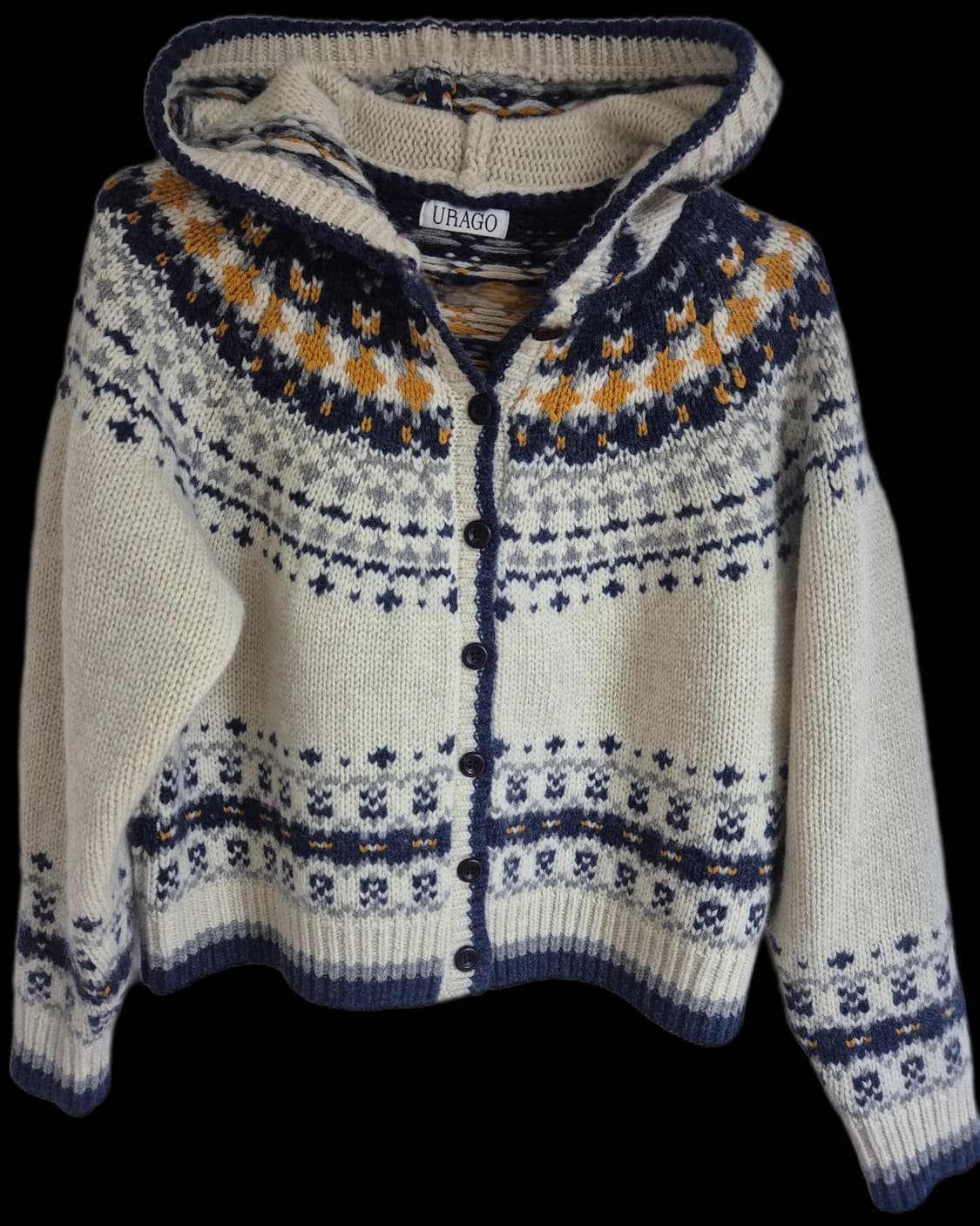 유라고 자카드 후드 가디건 (아이보리) 상품이미지2