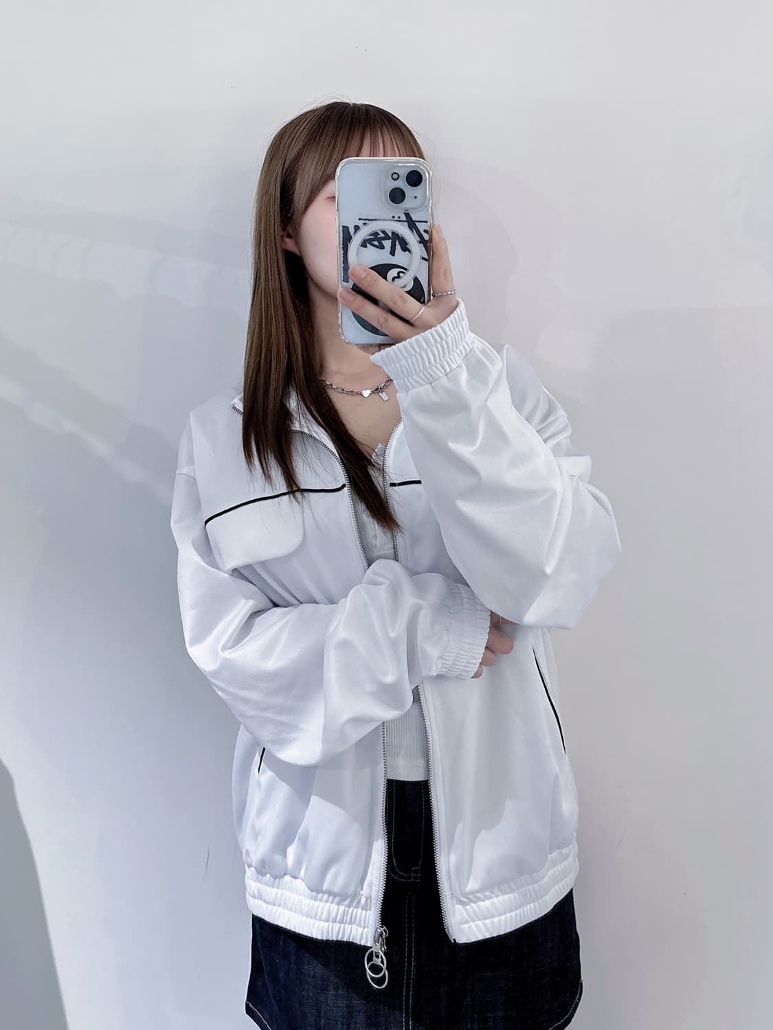 마땡킴 빅로고 화이트 투웨이 트랙탑 상품이미지2