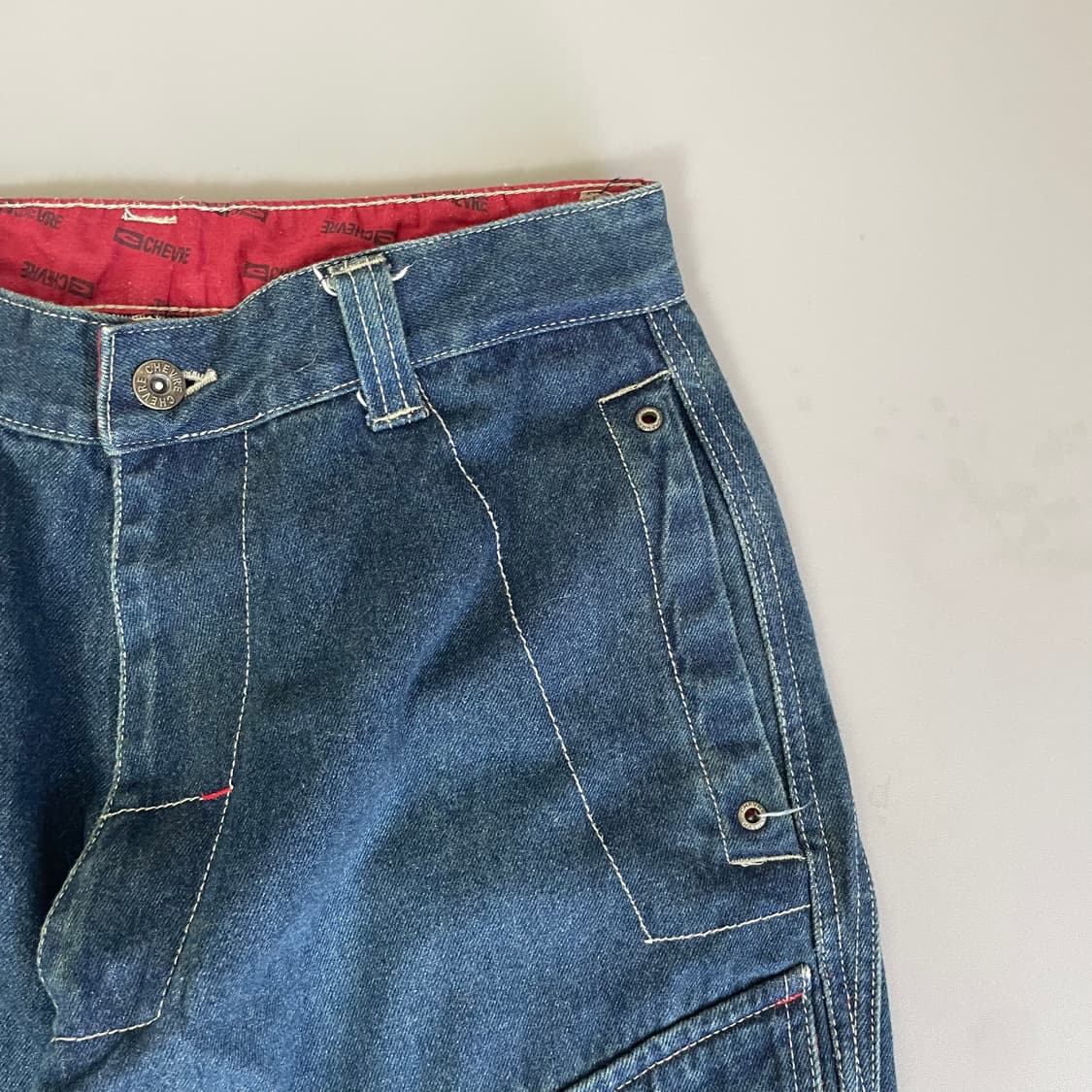 (30) 쉐브르 아메카지 진청 포켓 더블니 배기팬츠 상품이미지3