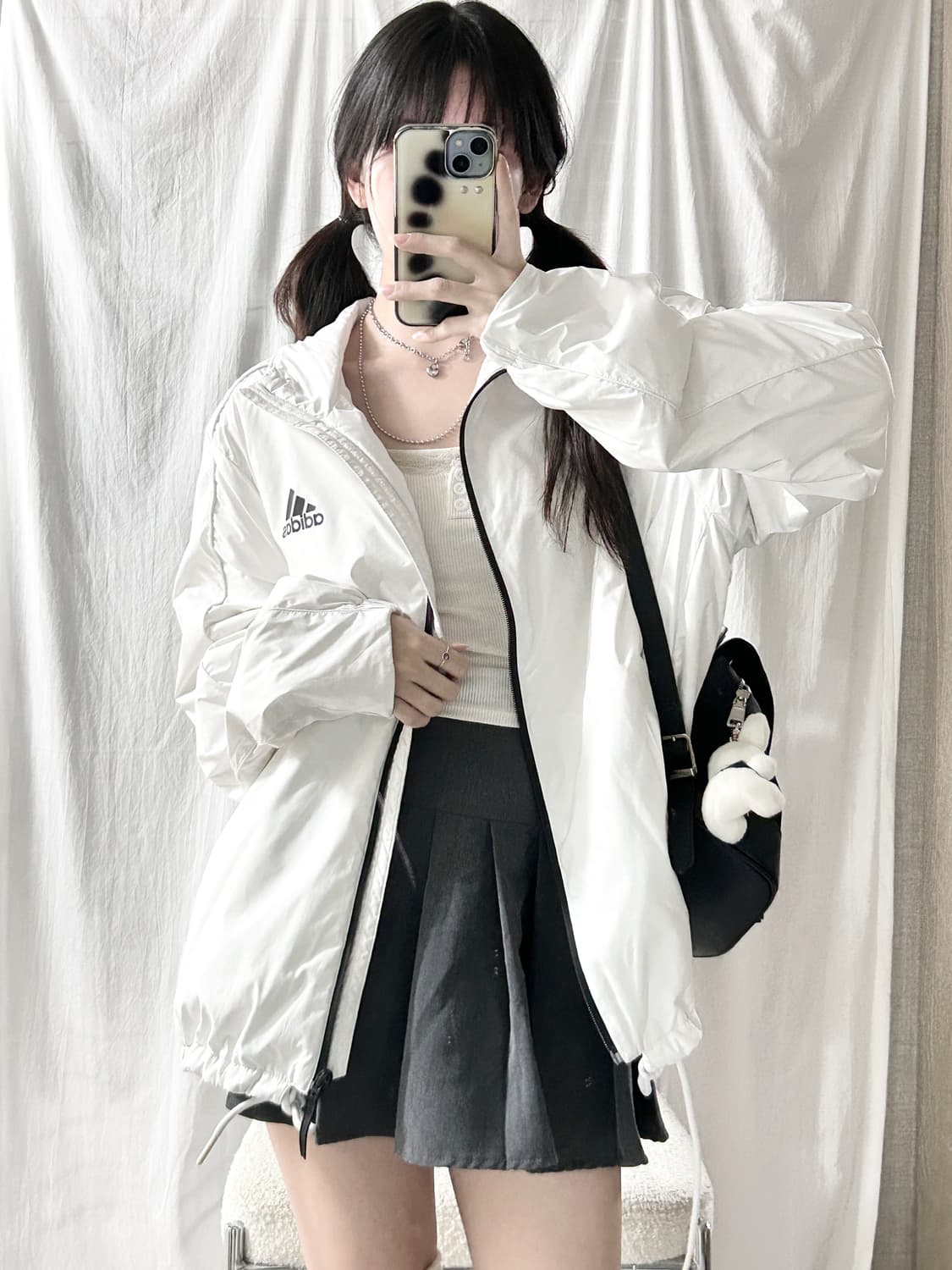 아디다스 화이트 누빔 바람막이 상품이미지2