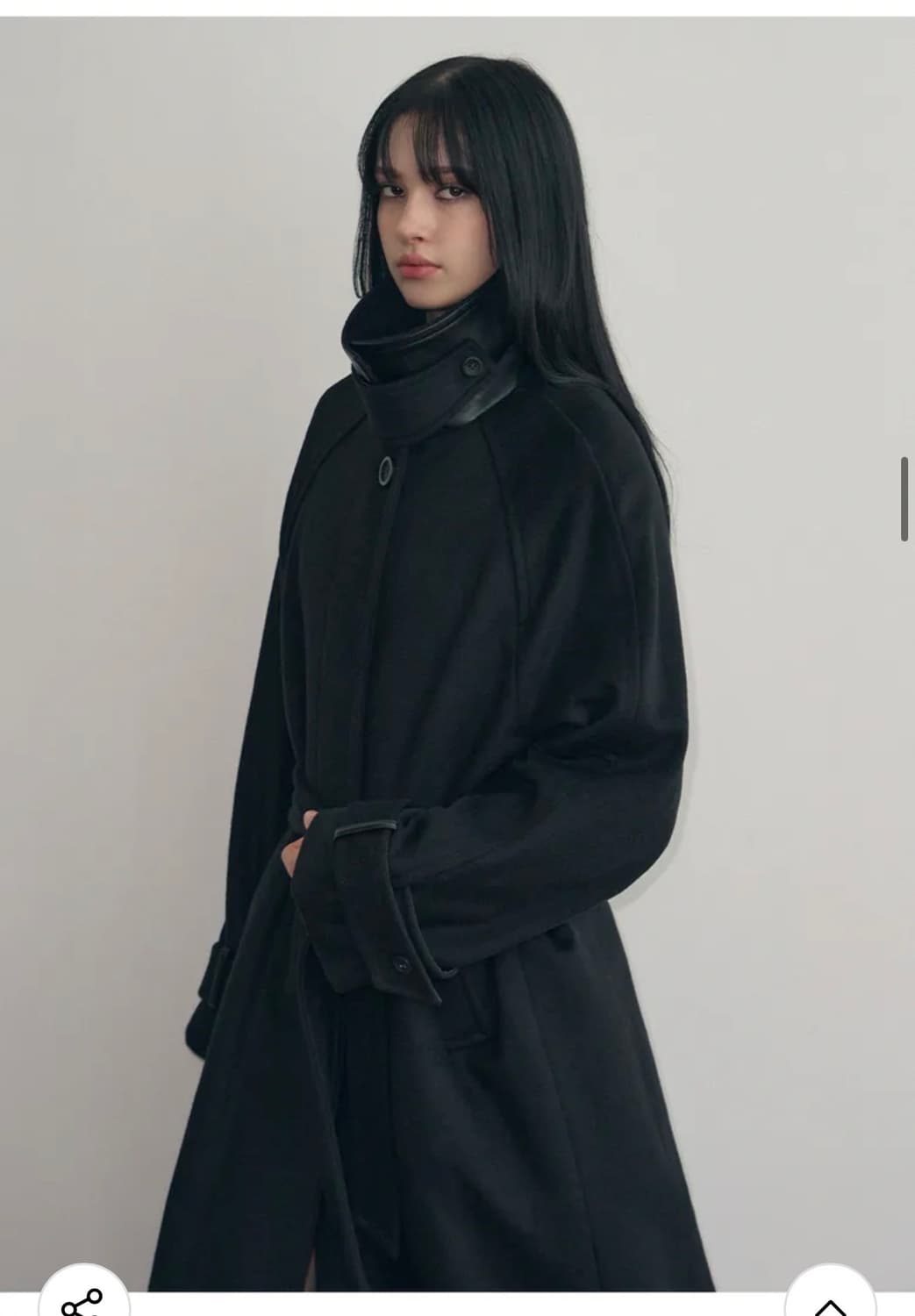 (새상품)(S) [송이송이 PICK] 레더리 캐시미어 발마칸 로브 코트 상품이미지8