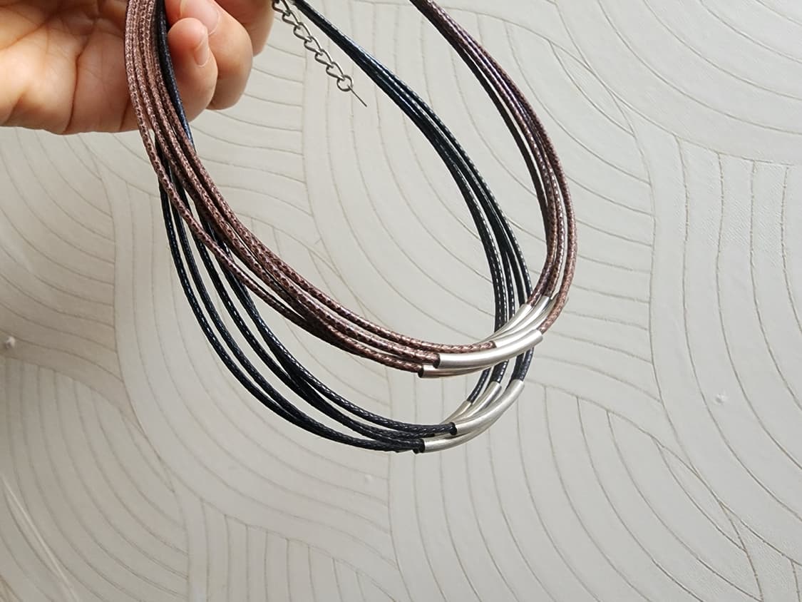 5줄 가죽 쵸커 목걸이 2개 일괄 상품이미지3