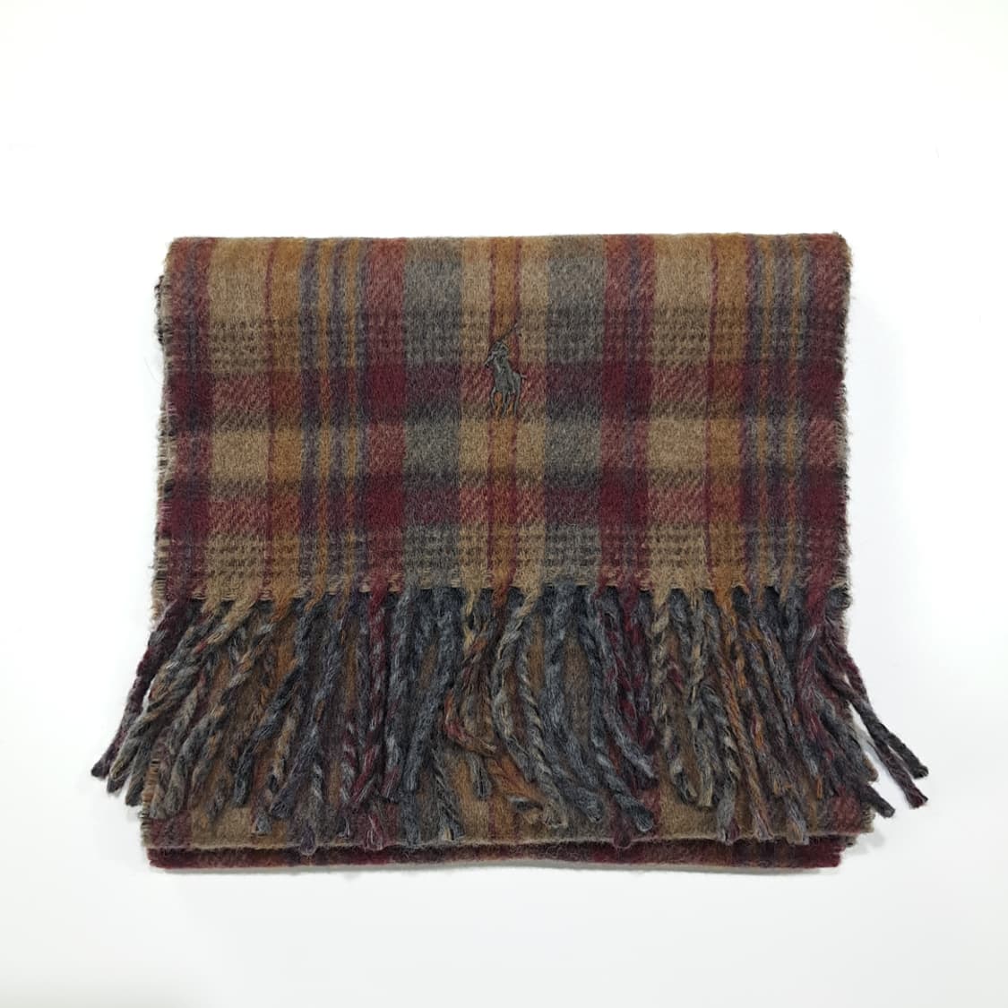 MX513 폴로 90s 이태리판 울 양면 타탄 브라운 머플러 목도리 상품이미지7