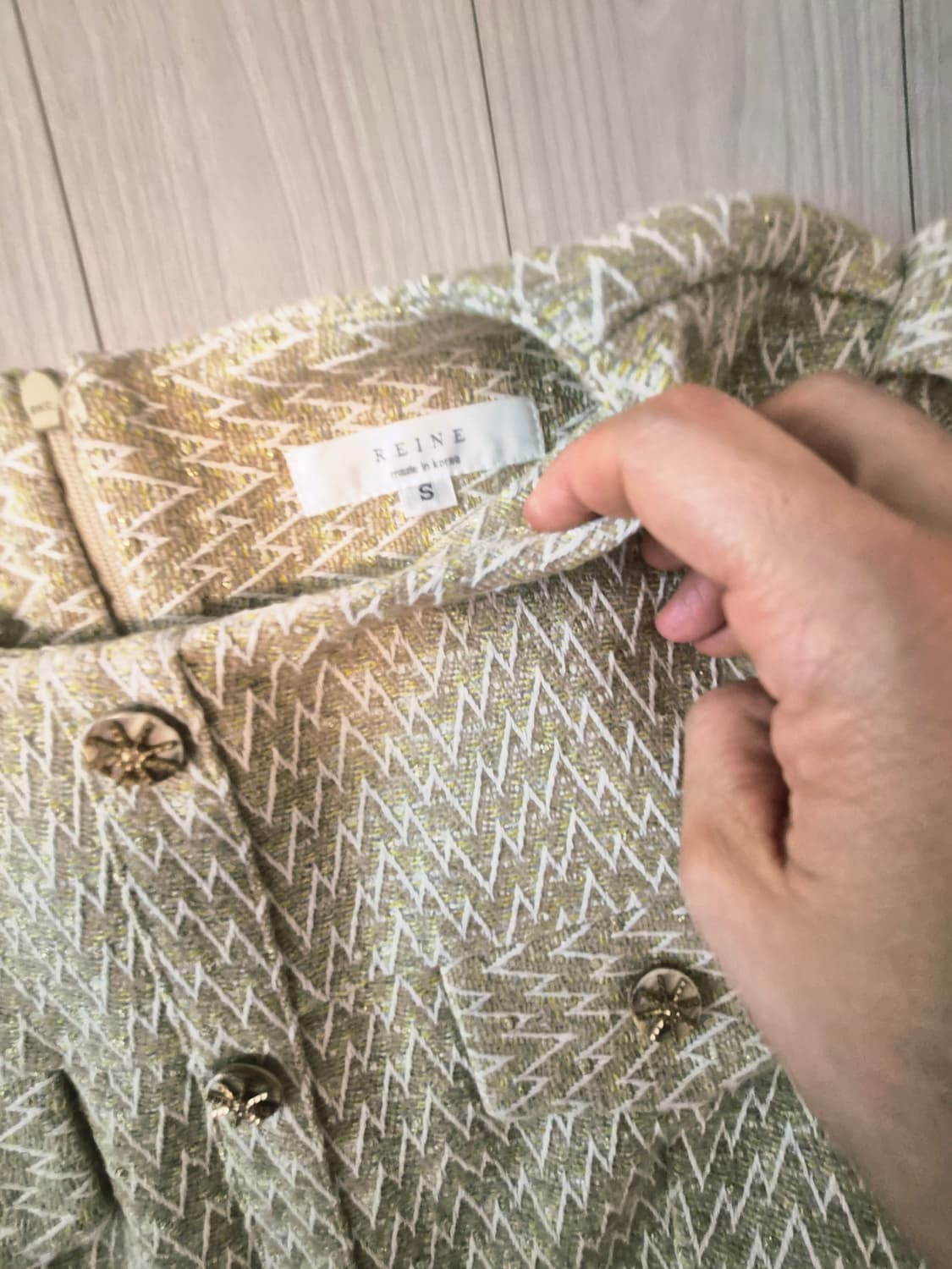 [REINE] 새상품 렌느 샴페인 골드 트위드 미니 원피스 (S사이즈) 상품이미지6