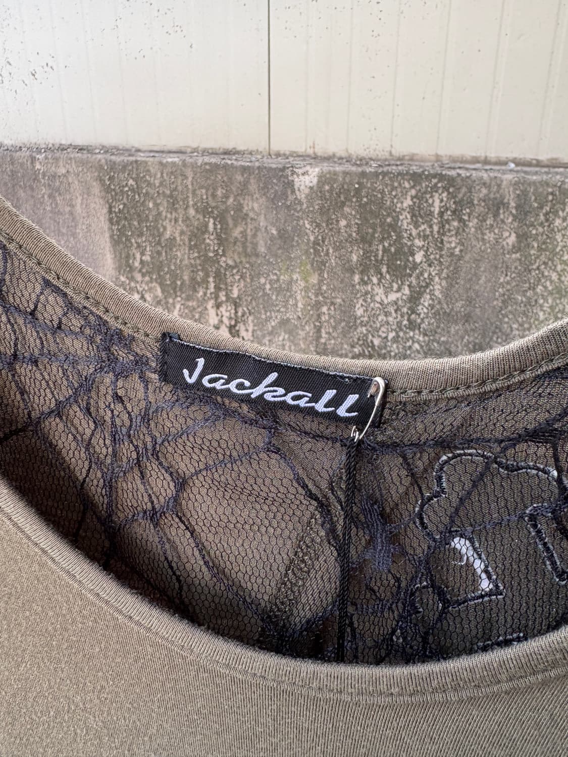 JACKALL 스컬 프린트 레이스 시스루 탑 티셔츠 상품이미지7