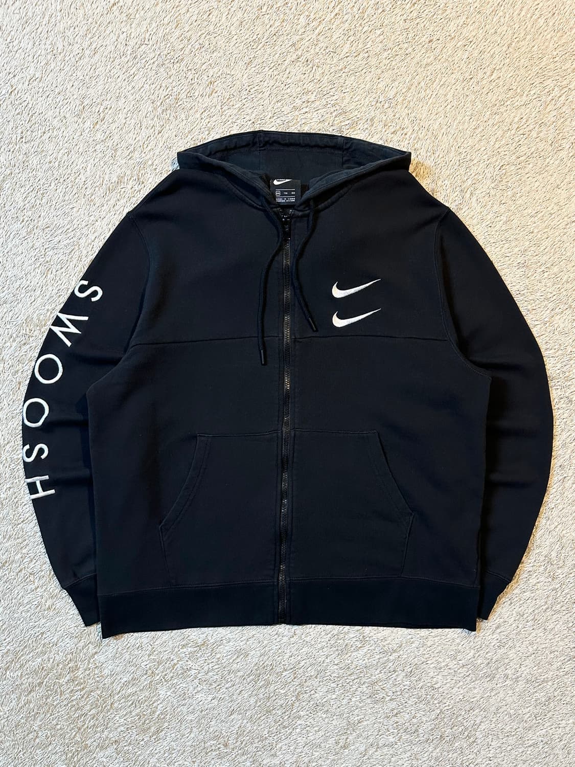 나이키 NIKE 더블 스우시 사이드 로고 후드집업 블랙 상품이미지1