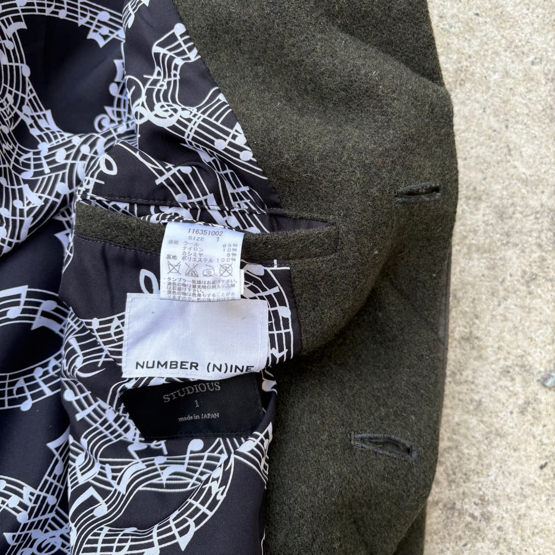 넘버나인 x 스튜디어스 비스포크 캐시미어 블렌드 모스그린 코트 상품이미지2