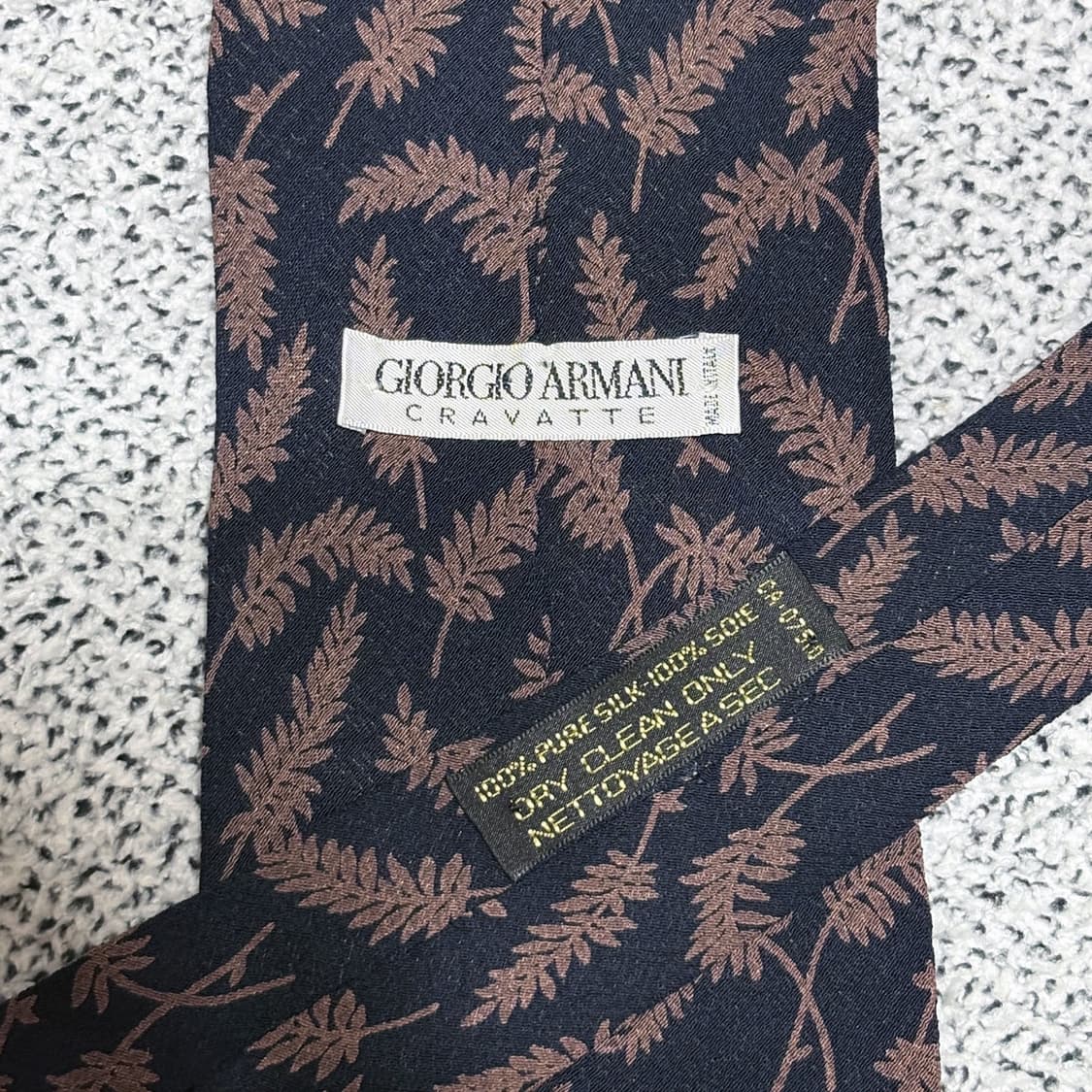 조르지오 아르마니 빈티지 리프 패턴 실크 타이 상품이미지3
