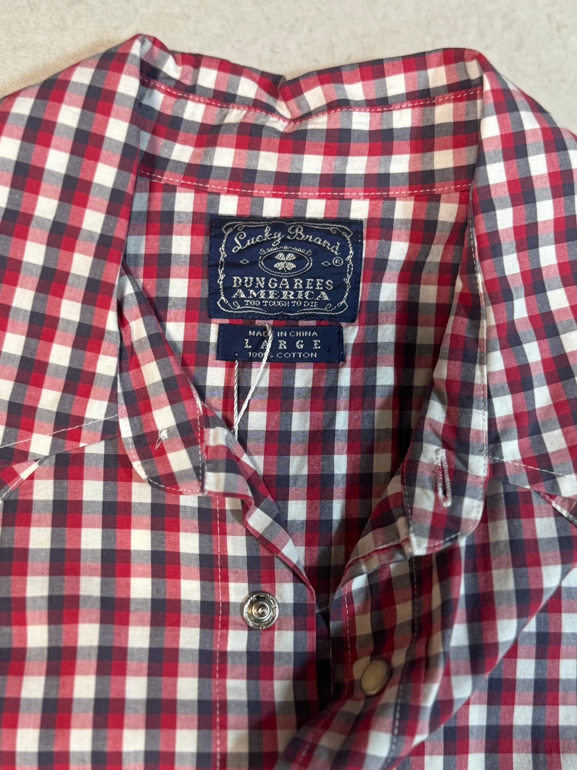 Lucky brand usa 빈티지 로데오 체크 웨스턴 하와이안 셔츠 상품이미지4