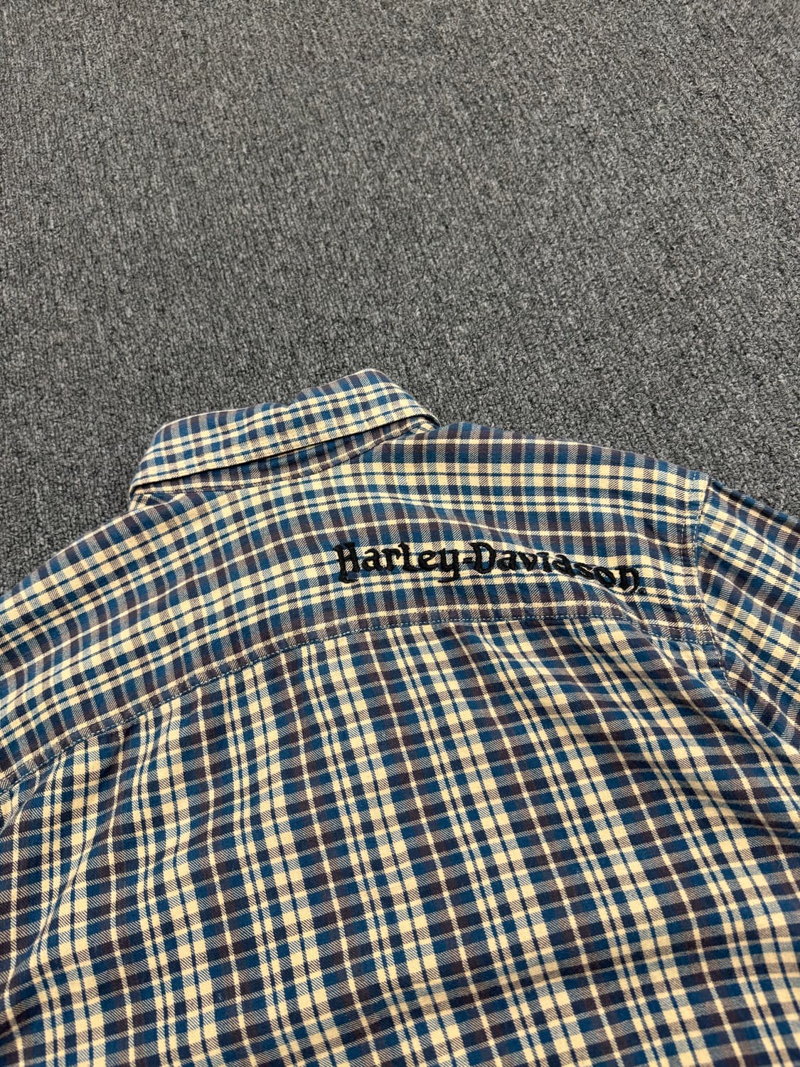 S)할리데이비슨 빈티지 로고 자수 체크 긴팔셔츠 상품이미지6