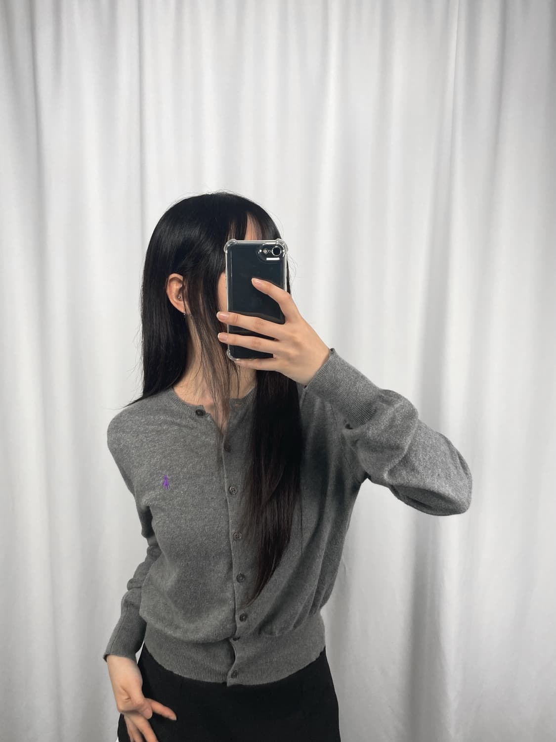 폴로 그레이 가디건 상품이미지2