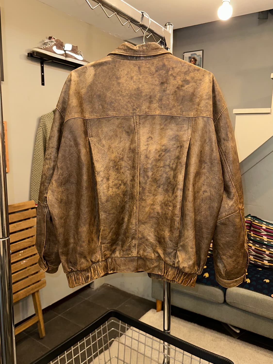 90’s Japanese real leather aging bomber  상품이미지8