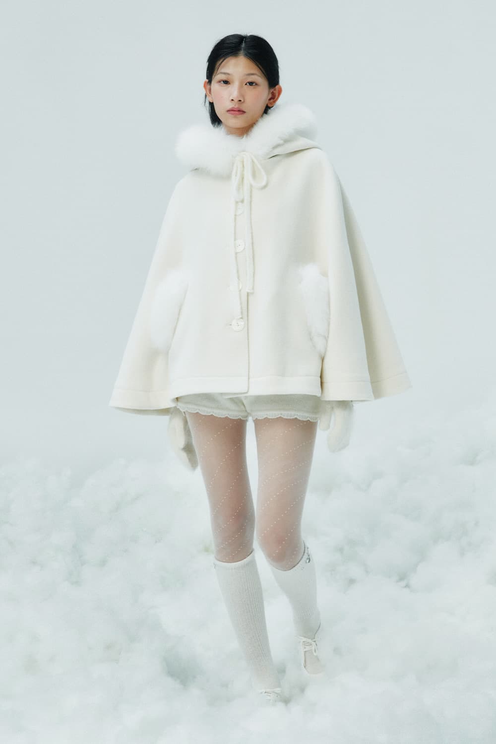 더티스 REAL FOX FUR SNOW CAPE COAT 상품이미지2