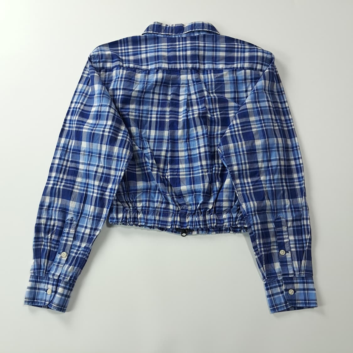 CK159 FREE 폴로 00s 블루 타탄체크 크롭 셔츠 상품이미지5