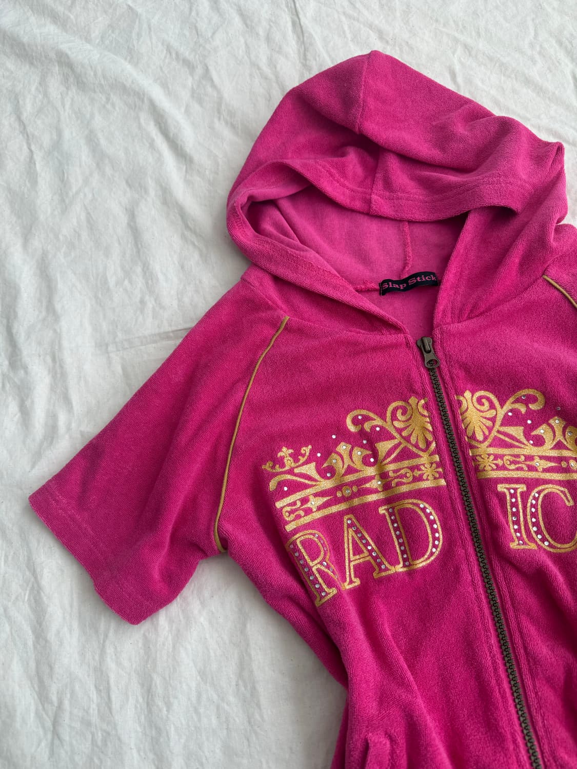 갸루 나나펑크 y2k 핫핑크 태리 반팔 후드집업 상품이미지2