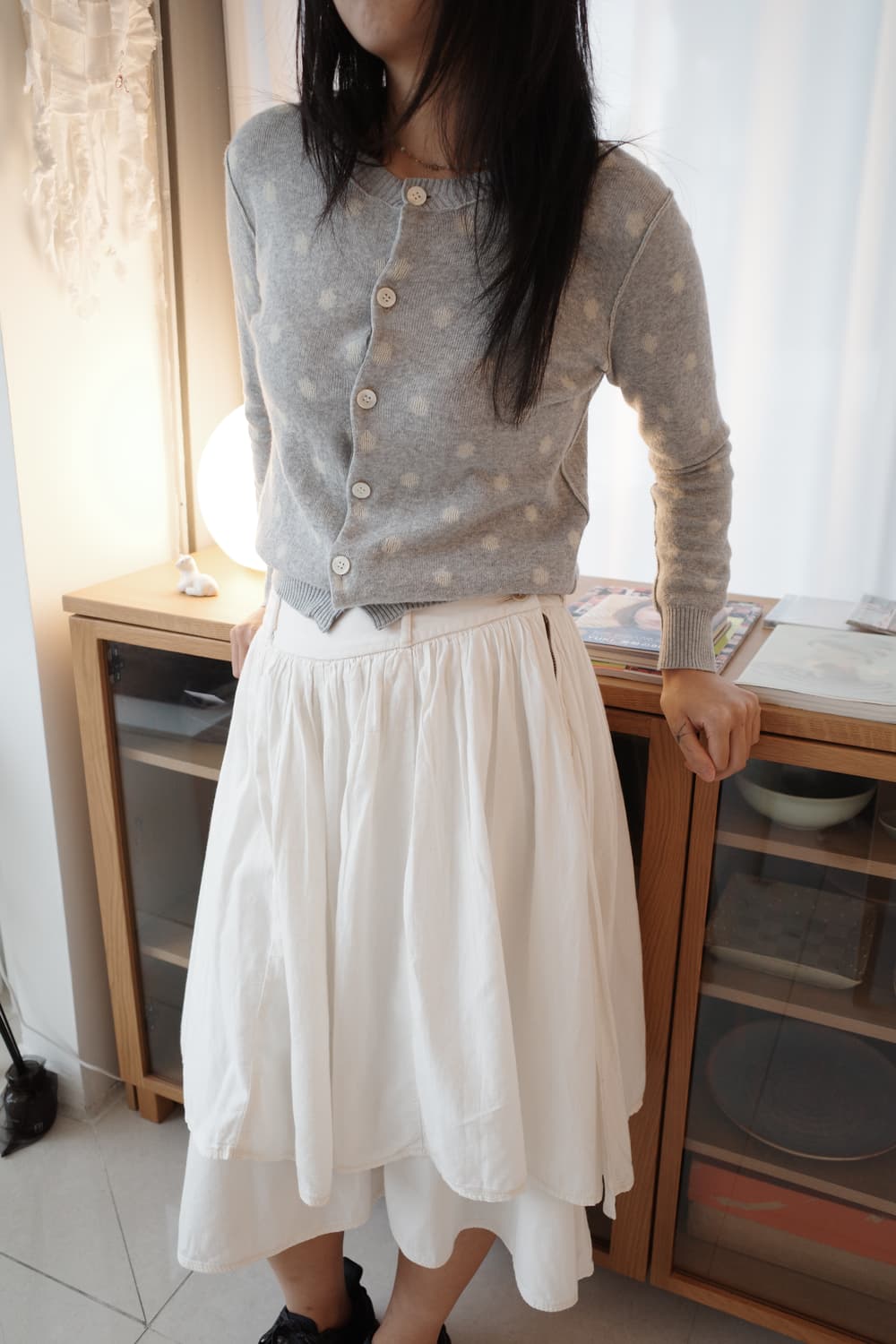 Reverse seam dot cardigan 상품이미지3
