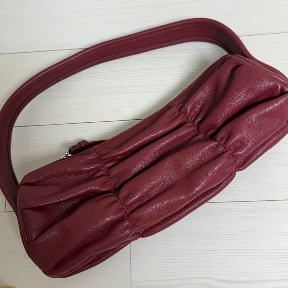 셔링 원통 미니 덤플링백_버건디 상품이미지1