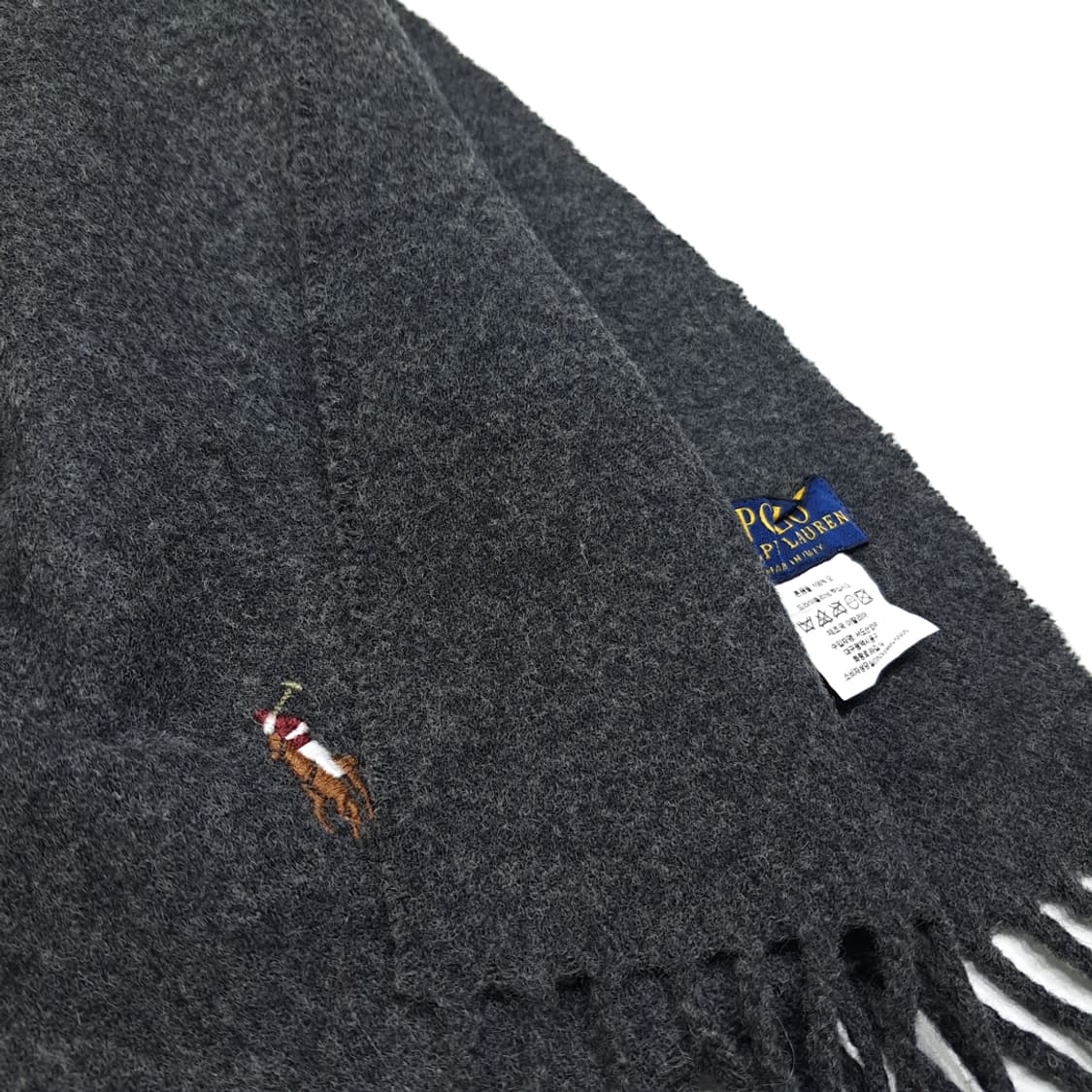 MX399 폴로 이태리판 울 포니자수 차콜 머플러 목도리 상품이미지6