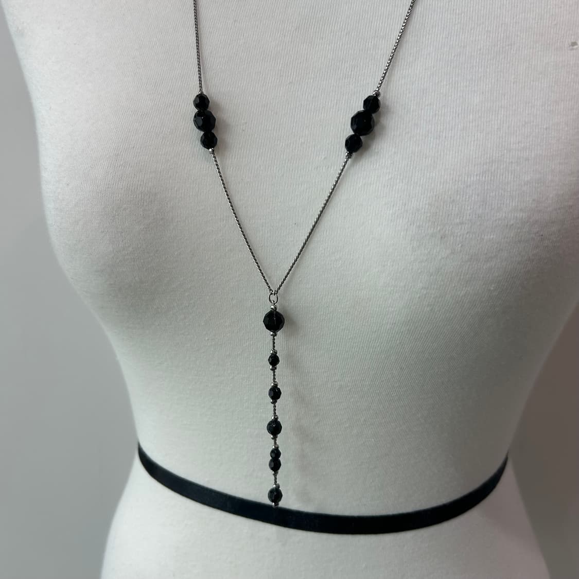 블랙 비즈 드롭 목걸이 상품이미지5