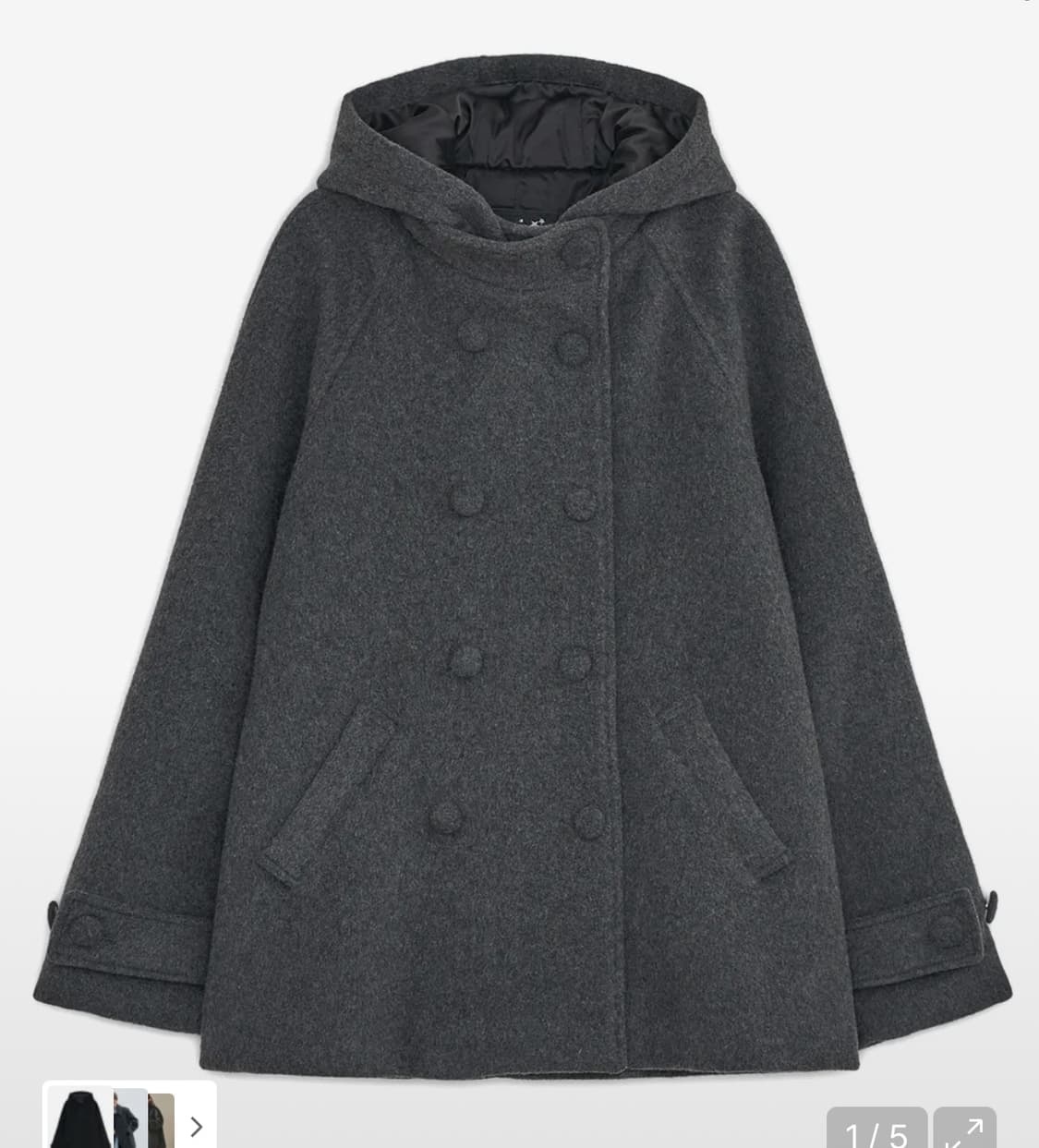 허그유어스킨 후드 하프 코트 차콜 상품이미지1