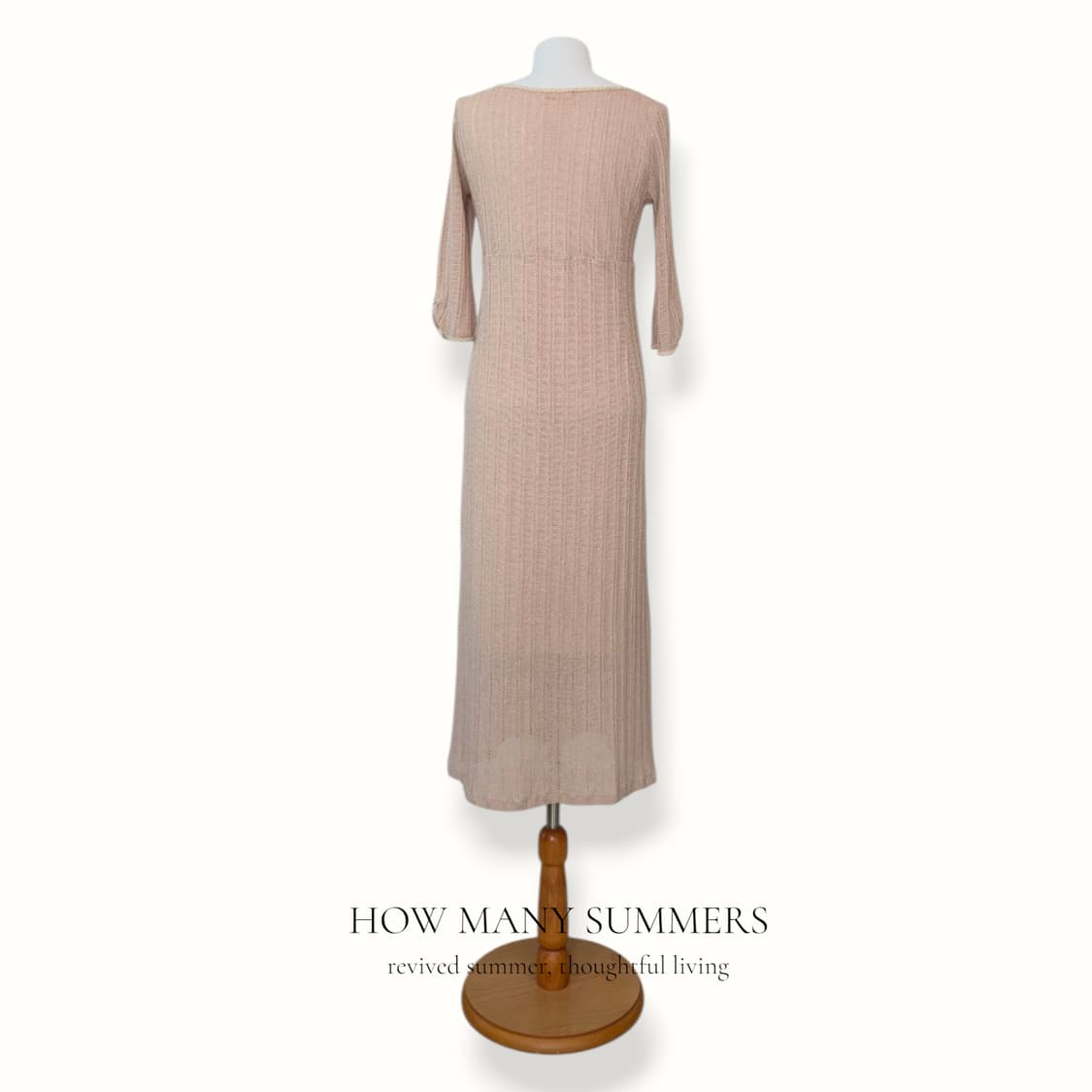 린넨 혼방 골지 롱 원피스 F 베이지 브이넥 레이스 헨리넥 상품이미지3