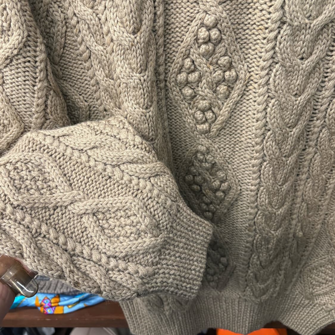 빈티지 케이블 보블 스티치 아란 울 스웨터 상품이미지4