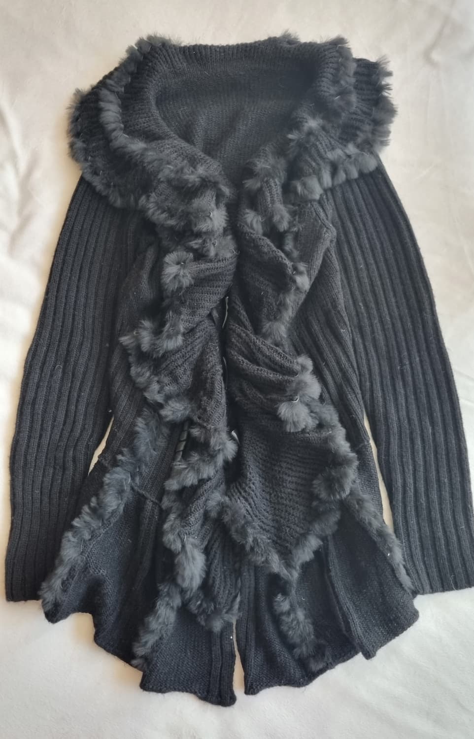 빈티지 오리엔탈 페어리 퍼 프릴 니트 가디건 상품이미지1