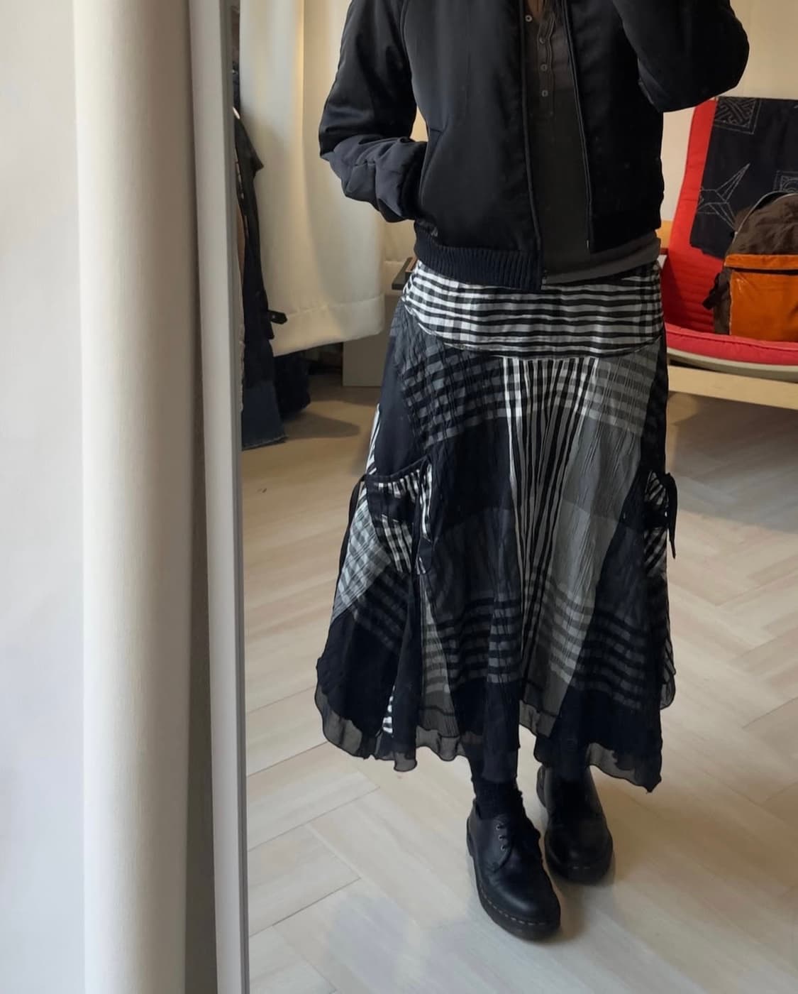 언발란스 드레이프 롱 스커트 상품이미지3