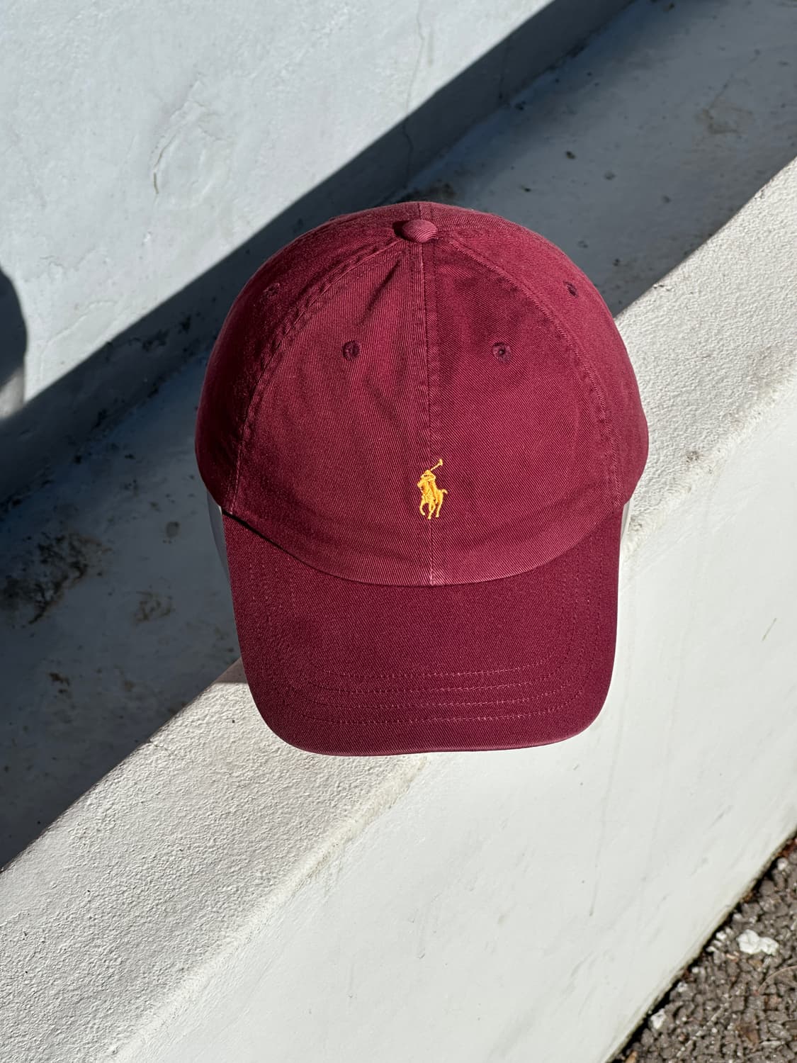 [M-L] 90s 폴로 랄프로렌 버건디 볼캡 모자 상품이미지1