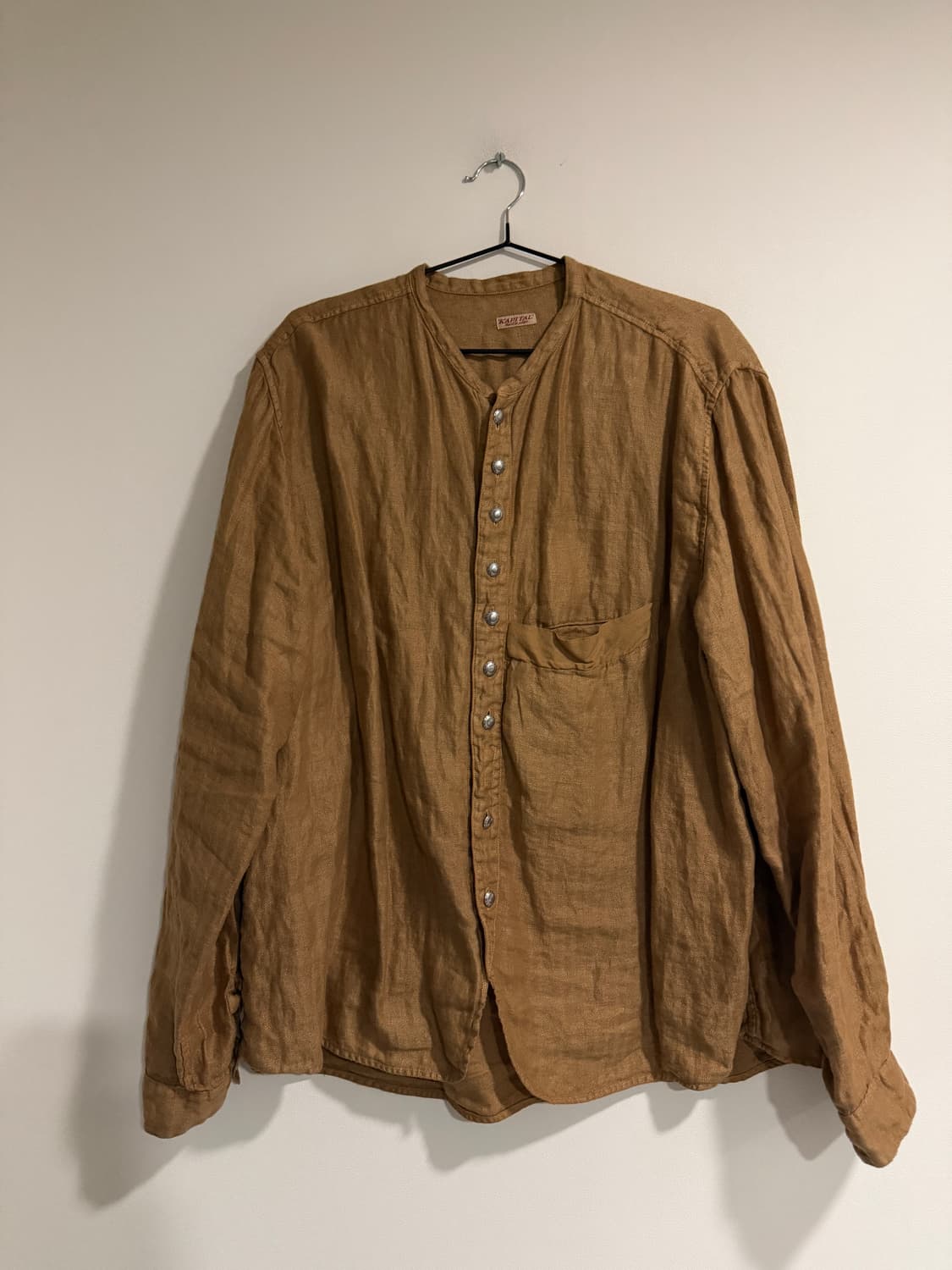 캐피탈 거즈 린넨 헤링본 스탠드 페니 셔츠 골드 상품이미지2