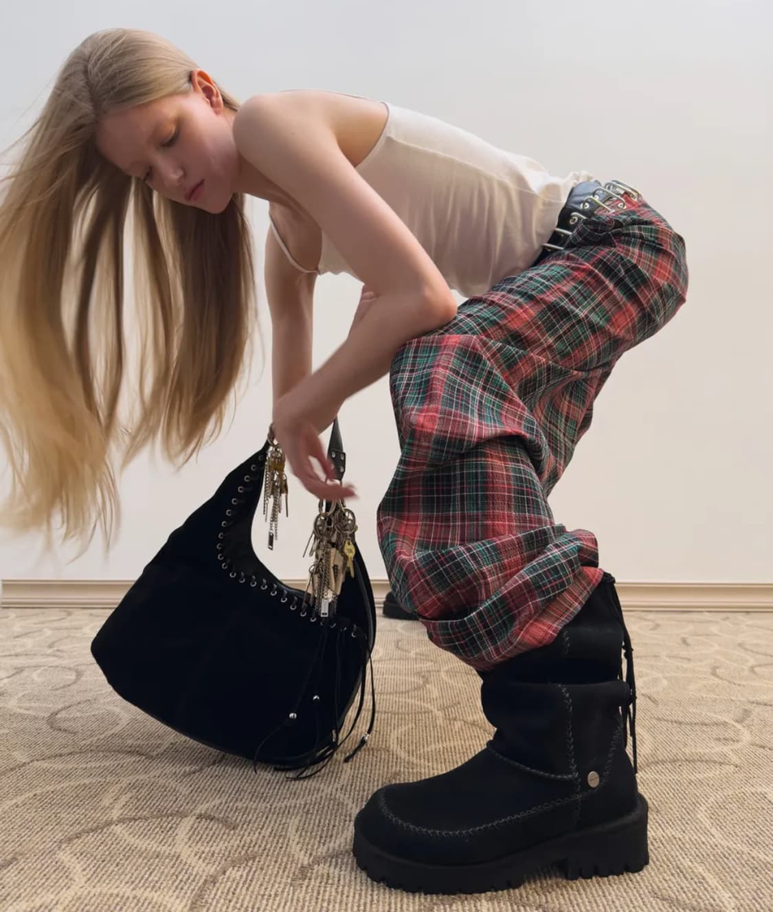 여밈 X 야세 피그테일 부츠 스웨이드 블랙 240 새상품 상품이미지4