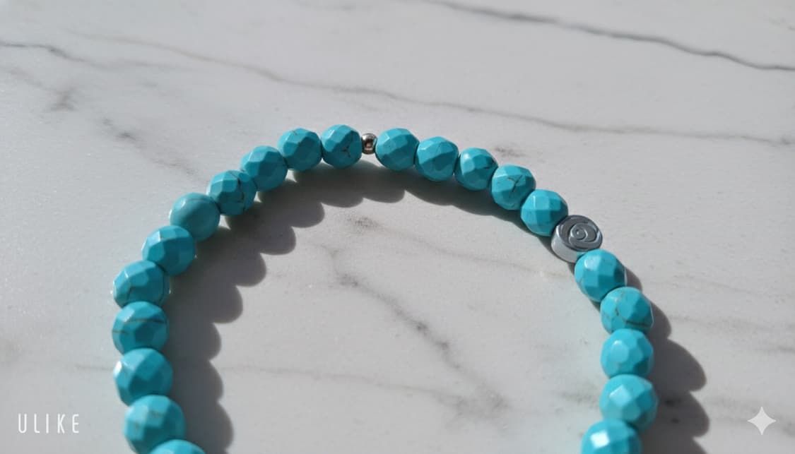 천연 터키석 & 14K 골드필드 원석 팔찌 (장미포인트) 상품이미지2