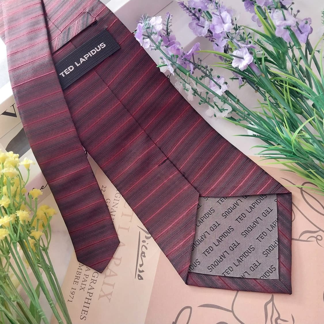 테드 라피두스 실크 와인 스트라이프 넥타이 10cm A+등급 K1334
 상품이미지5