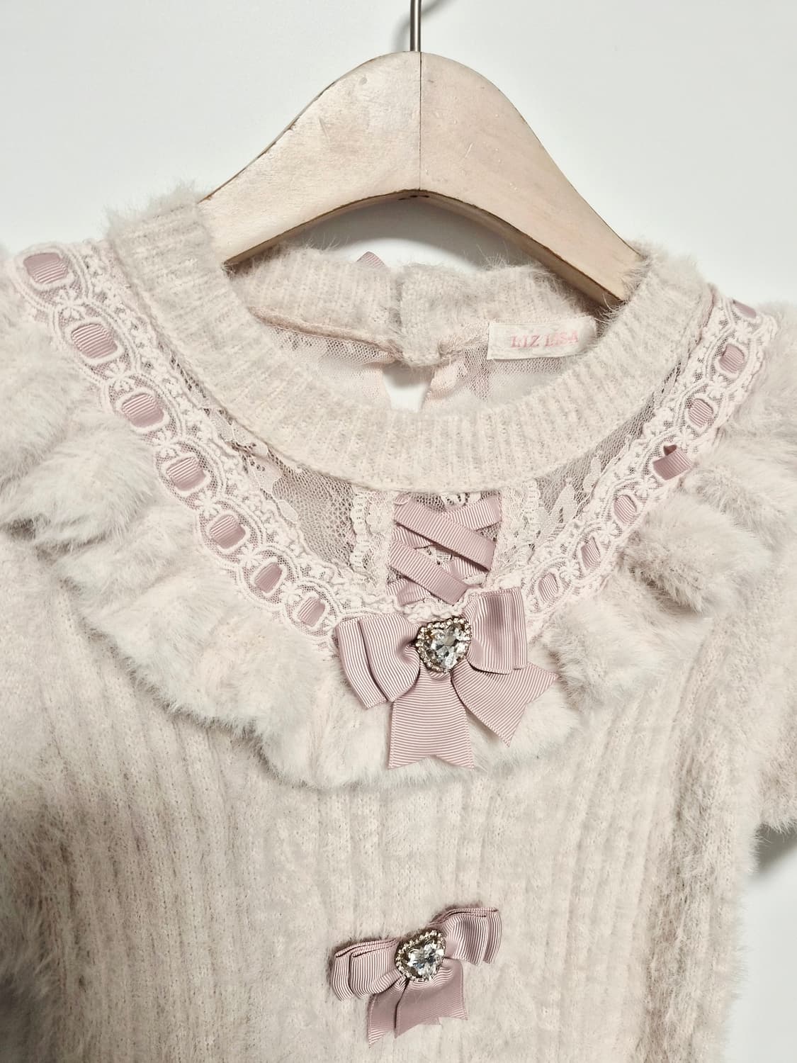 리즈리사 앙고라 니트 리본 갸루 양산형 러블리 핑크니트 상품이미지7