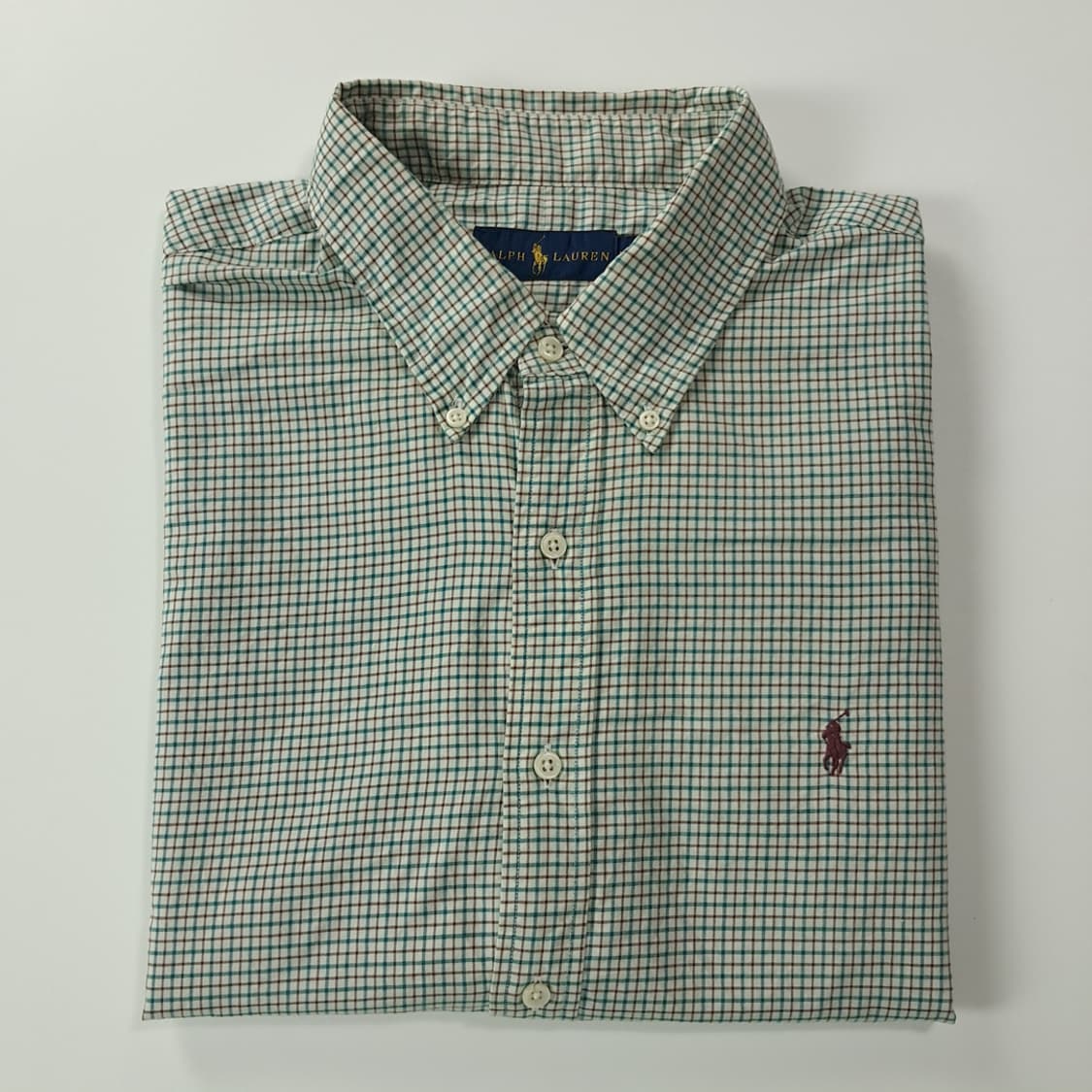 CK713 2XL 폴로 90s 그린브라운 마이크로체크 셔츠 남방 상품이미지7