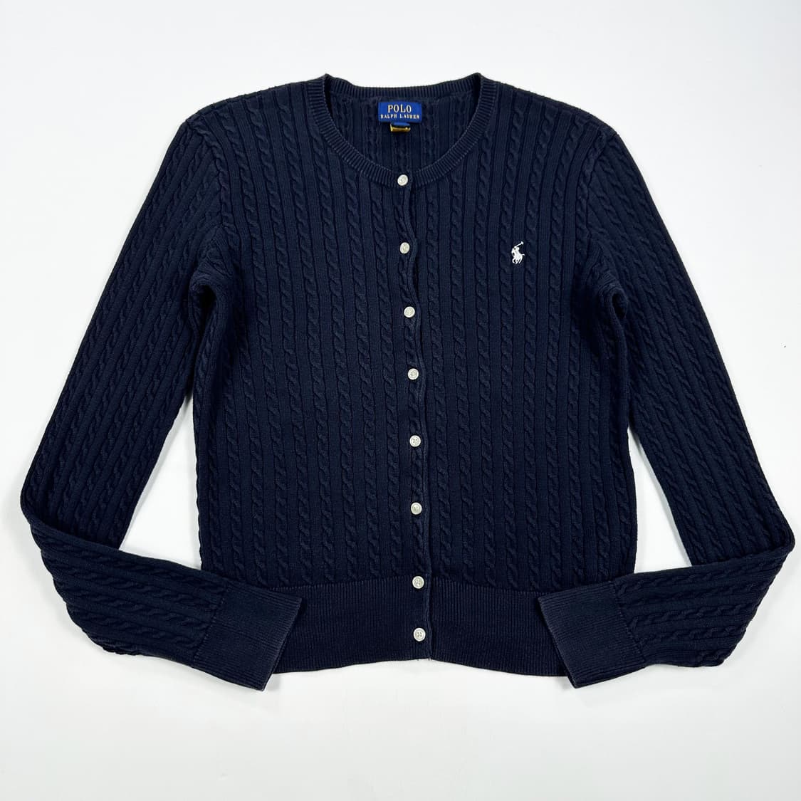 폴로 랄프로렌 걸즈 베이직 케이블 니트 가디건 네이비 걸즈XL 상품이미지1