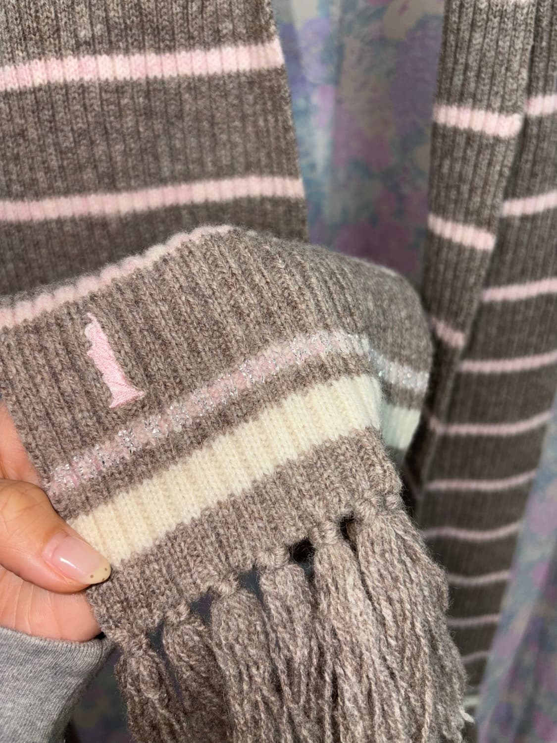 east boy 브라운 핑크 스트라이프 머플러 상품이미지8