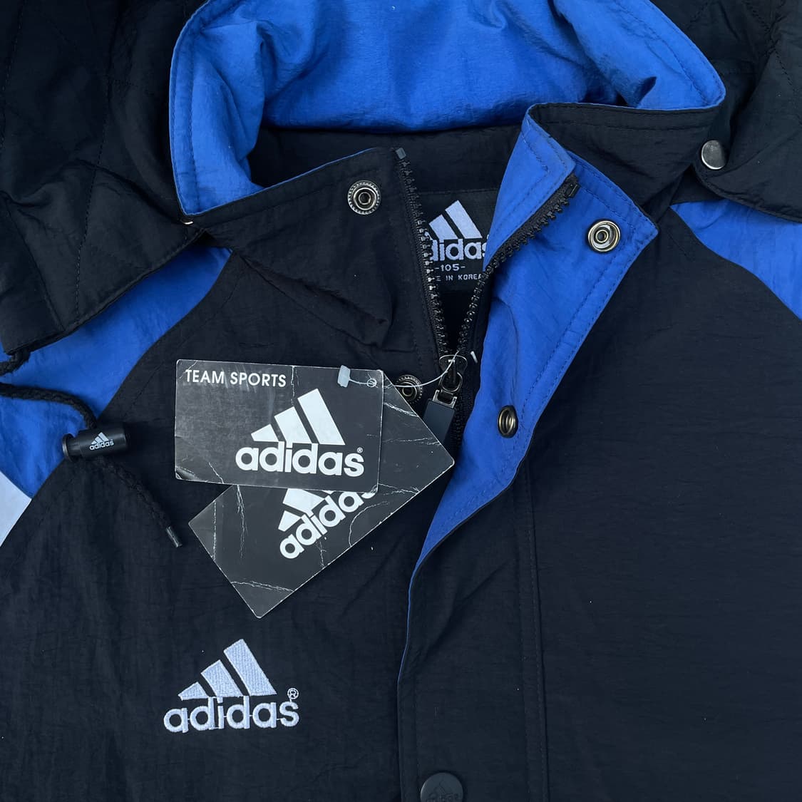 90s 새제품 아디다스 올드스쿨 점퍼 누빔 트랙자켓 바람막이 XL 상품이미지2